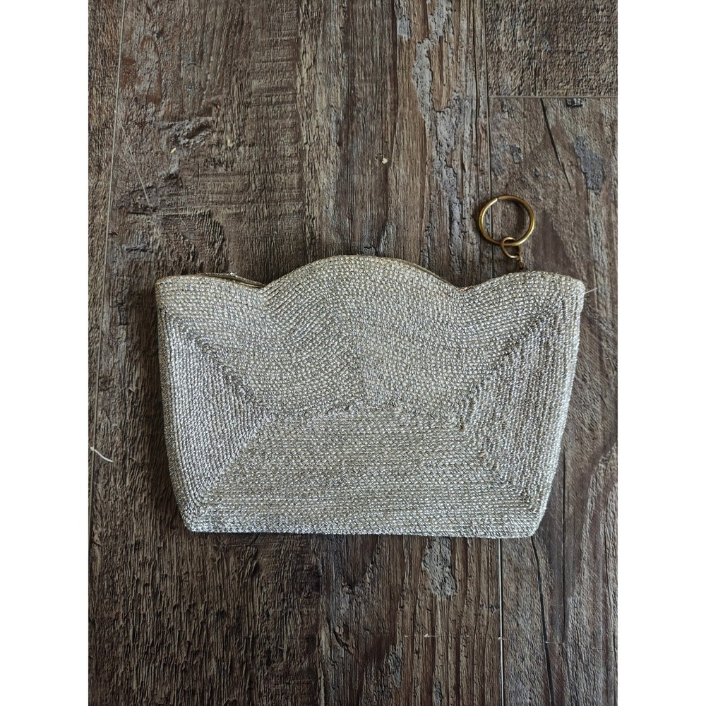 Vintage 1940s Corde Handbag Metallic Silver Soutache Cord Evening Clutch Bag